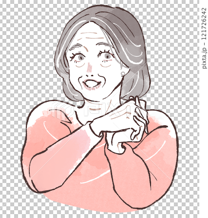 Plump senior woman happy 121726242