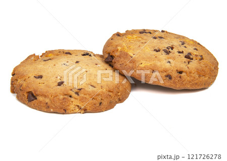 Cookies with chocolate american style food isolated on the white background Cookies with chocolate american style food isolated on the white background 121726278