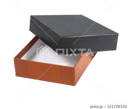 Black brown box package isolated on the white background 121726320