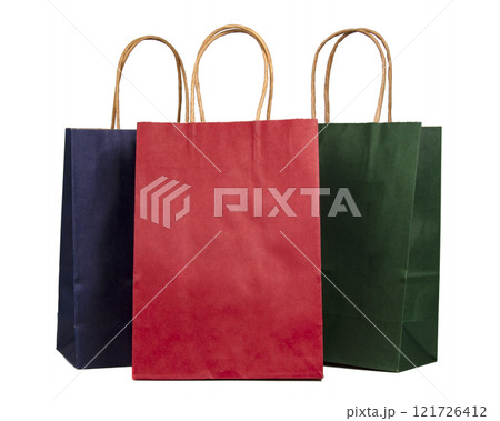 Three paper market bags ecological isolated on the white background Three paper market bags ecological isolated on the white background 121726412