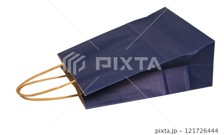 Blue paper bag ecological isolated on the white background 121726444