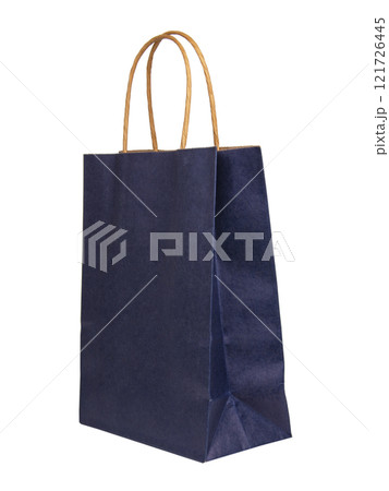 Blue paper market bag ecological isolated on the white background 121726445