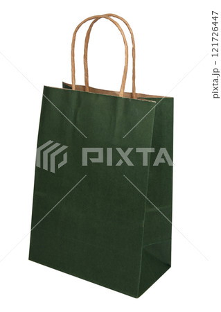 Dark green paper market bag ecological isolated on the white background 121726447