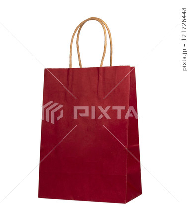Red paper market bag ecological isolated on the white background 121726448