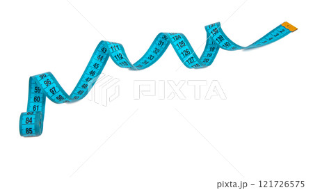 Blue tape measure spiral isolated on the white backgound Blue tape measure spiral isolated on the white backgound 121726575