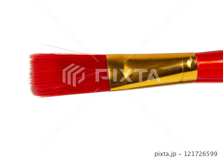 Red plastic brush for paint isolated on the white background Red plastic brush for paint isolated on the white background 121726599