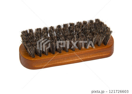 wooden brush for shoes isolated on the white background 121726603