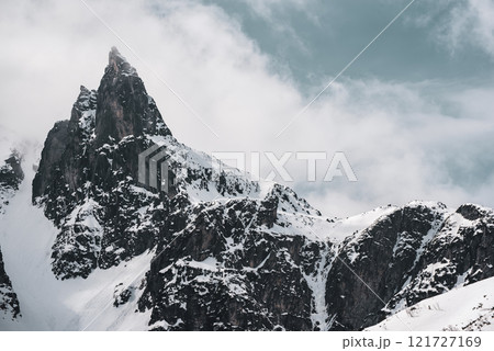 Mountain peaks near Morskie Oko Lake in Poland at Winter. Tatras range 121727169