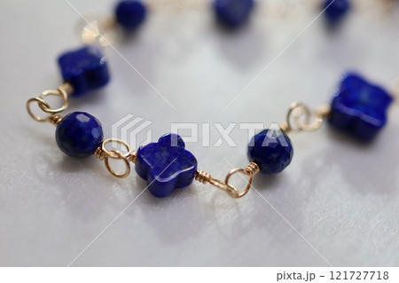 花形小粒ラピスラズリ　ロングネックレス 121727718