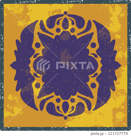 golden ornament on brown background 121727779