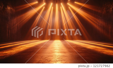 A stage with stage lighting. Abstract textured background for design 121727982