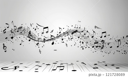 Musical notes on a white background. Lots of musical sounds as musical notes on white background 121728089