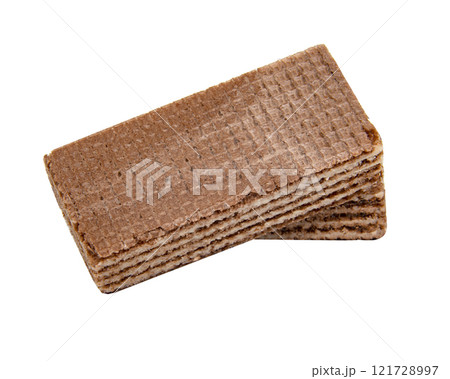 Waffles chocolate snack sweet baked isolated on the white background Waffles chocolate snack sweet baked isolated on the white background 121728997