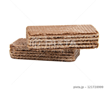 Waffles chocolate snack sweet baked isolated on the white background Waffles chocolate snack sweet baked isolated on the white background 121728999