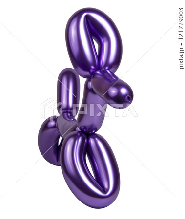 Bright violet model balloon dog isolated on the white background Bright violet model balloon dog isolated on the white background 121729003