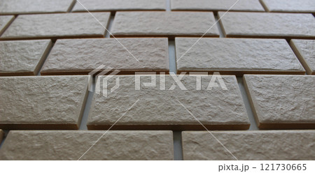 Closeup Angle View Of Brickwork Made With Ceramic Tiles. Stock Photo For Illustration Wall Tiling  121730665