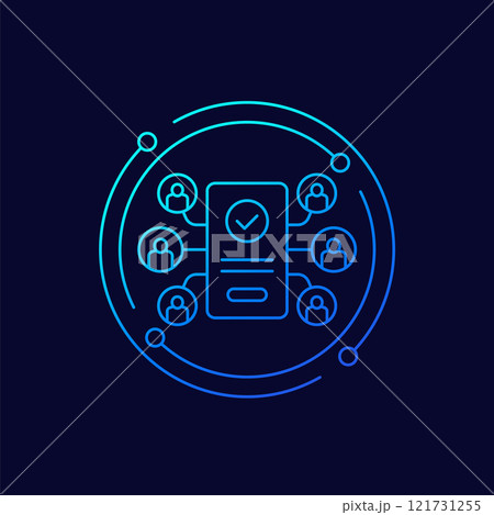 users icon with a smart phone, linear design users icon with a smart phone, linear design 121731255