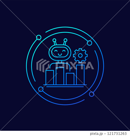 AI for market data analysis icon in linear design 121731263