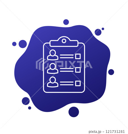 guest list icon, people and clipboard line vector guest list icon, people and clipboard line vector 121731281