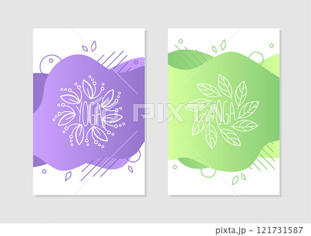Yoga Studio Templates Set, Design Element Can Be Used for Brochure, Business Card, Invitation, Flyer Vector Illustration Yoga Studio Templates Set, Design Element Can Be Used for Brochure, Business Card, Invitation, Flyer Vector Illustration 121731587