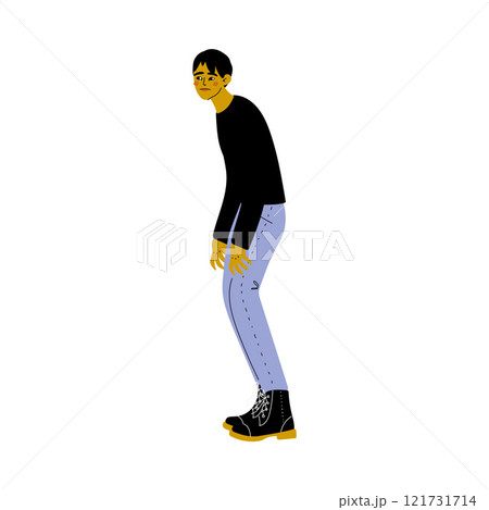 Stooping Young Man in Casual Clothes Vector...のイラスト素材 [121731714] - PIXTA