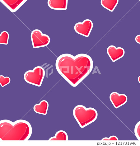 Romantic Seamless Pattern with Hearts, Design Element Can Be Used for Fabric, Wallpaper, Packaging Vector Illustration 121731946