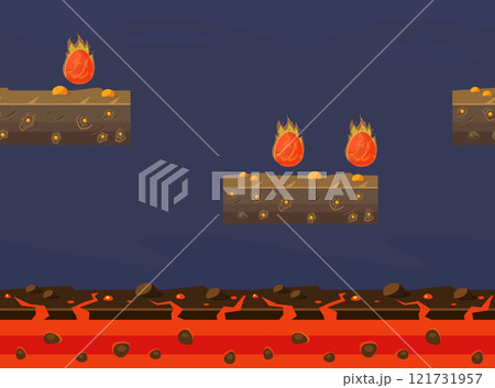 Seamless Natural Landscape, Fantasy Platform for Game User Interface, Ground Texture for Mobile or Computer Games Vector Illustration 121731957