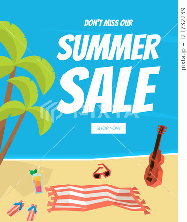 Summer Sale Landing Page Template with Tropical Beach, Travel and Vacation Vector Illustration Summer Sale Landing Page Template with Tropical Beach, Travel and Vacation Vector Illustration 121732239
