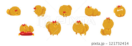 Pomeranian Spitz Doggy in Different Pose Vector Set 121732414