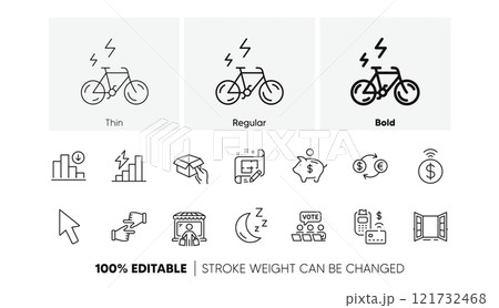 Pos terminal, Architect plan and Currency exchange line icons. Pack of Consumption growth, Contactless payment, Decreasing graph icon. Open door, Moon, Click hands pictogram. E-bike. Vector 121732468