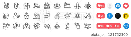 Hold box, Education and Engineering team line icons pack. Social media icons. Friendship, Best manager, Like web icon. Payment method, Move gesture, Best glasses pictogram. Vector 121732500