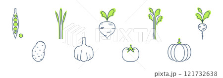 Green Veggie and Vegetable Line Icon Vector Set Green Veggie and Vegetable Line Icon Vector Set 121732638
