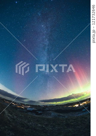 Milkyway an Northern Lights over Denmark 121732646