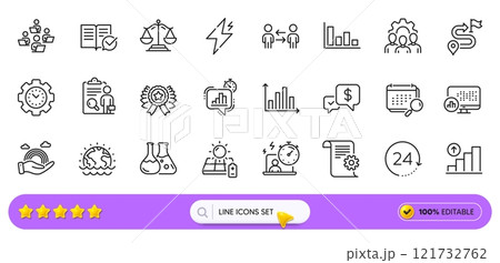 Lgbt, Power and 24 hours line icons for web app. Pack of Team work, Approved documentation, Payment received pictogram icons. Calendar, Report statistics, Teamwork signs. Search bar. Vector Lgbt, Power and 24 hours line icons for web app. Pack of Team work, Approved documentation, Payment received pictogram icons. Calendar, Report statistics, Teamwork signs. Search bar. Vector 121732762