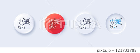Difficult stress line icon. Neumorphic, Red gradient, 3d pin buttons. Online psychology sign. Confused mental health symbol. Line icons. Neumorphic buttons with outline signs. Vector Difficult stress line icon. Neumorphic, Red gradient, 3d pin buttons. Online psychology sign. Confused mental health symbol. Line icons. Neumorphic buttons with outline signs. Vector 121732788