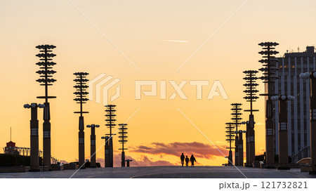 「東京都」黄昏の有明・夢の大橋　夕景 121732821