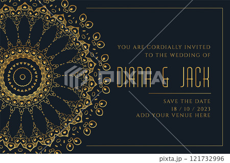 golden mandala style wedding card template design 121732996