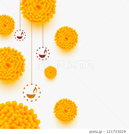 elegant happy diwali card with flowers and diya elegant happy diwali card with flowers and diya 121733029