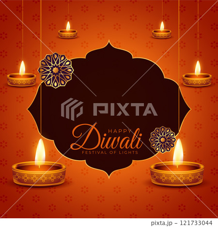 festival card design of diwali with diya decoration festival card design of diwali with diya decoration 121733044