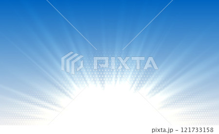 blue skye with glowing sun rays background 121733158
