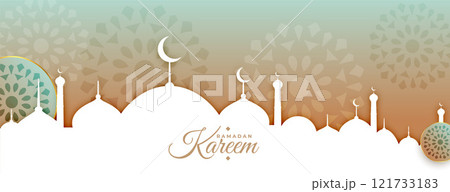 arabic style ramadan kareem or eid mubarak banner design 121733183