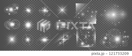 white glowing transparent light effect lens flare big set design 121733209