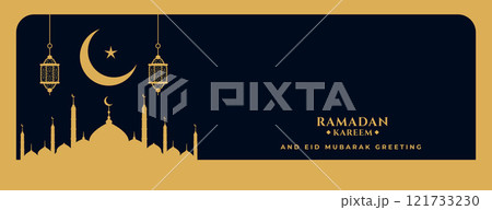 ramadan kareem and eid mubarak festival banner design 121733230