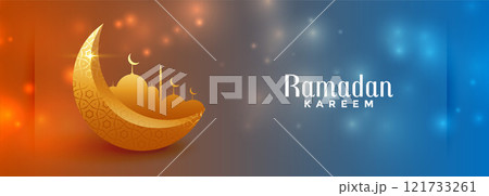 beautidul ramadan kareem shiny colorful banner design 121733261