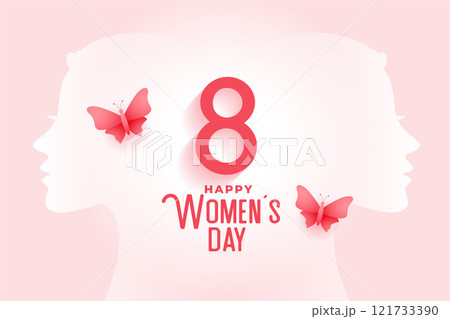 creative happy women's day card with butterfly 121733390