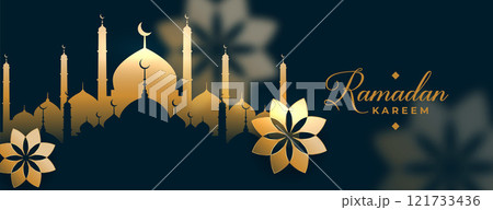 nice islamic ramadan kareem golden banner design 121733436