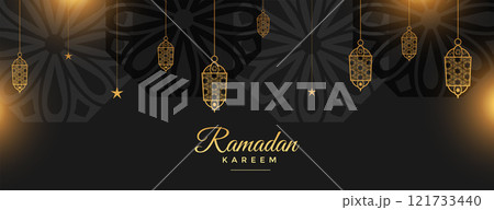 ramadan kareem holy festival banner in black and golden style ramadan kareem holy festival banner in black and golden style 121733440