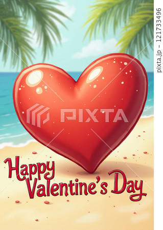 Valentine's Day scene on a beach. 121733496