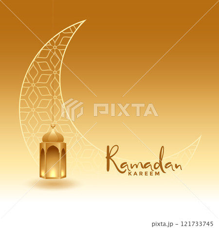 realistic ramadan kareem golden greeting design 121733745