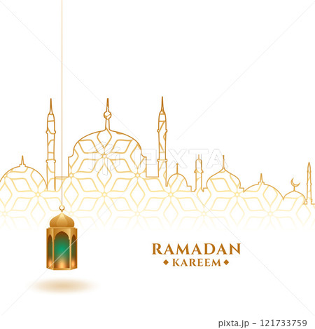 ramadan kareem festival background with lantern and mosque 121733759